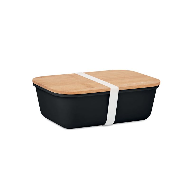 Pudełko na lunch lub kanapki wykonane z PP z bambusową pokrywką.