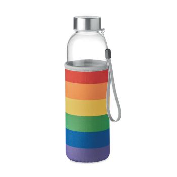 Szklana Butelka 500 ml w pokrowcu Rainbow